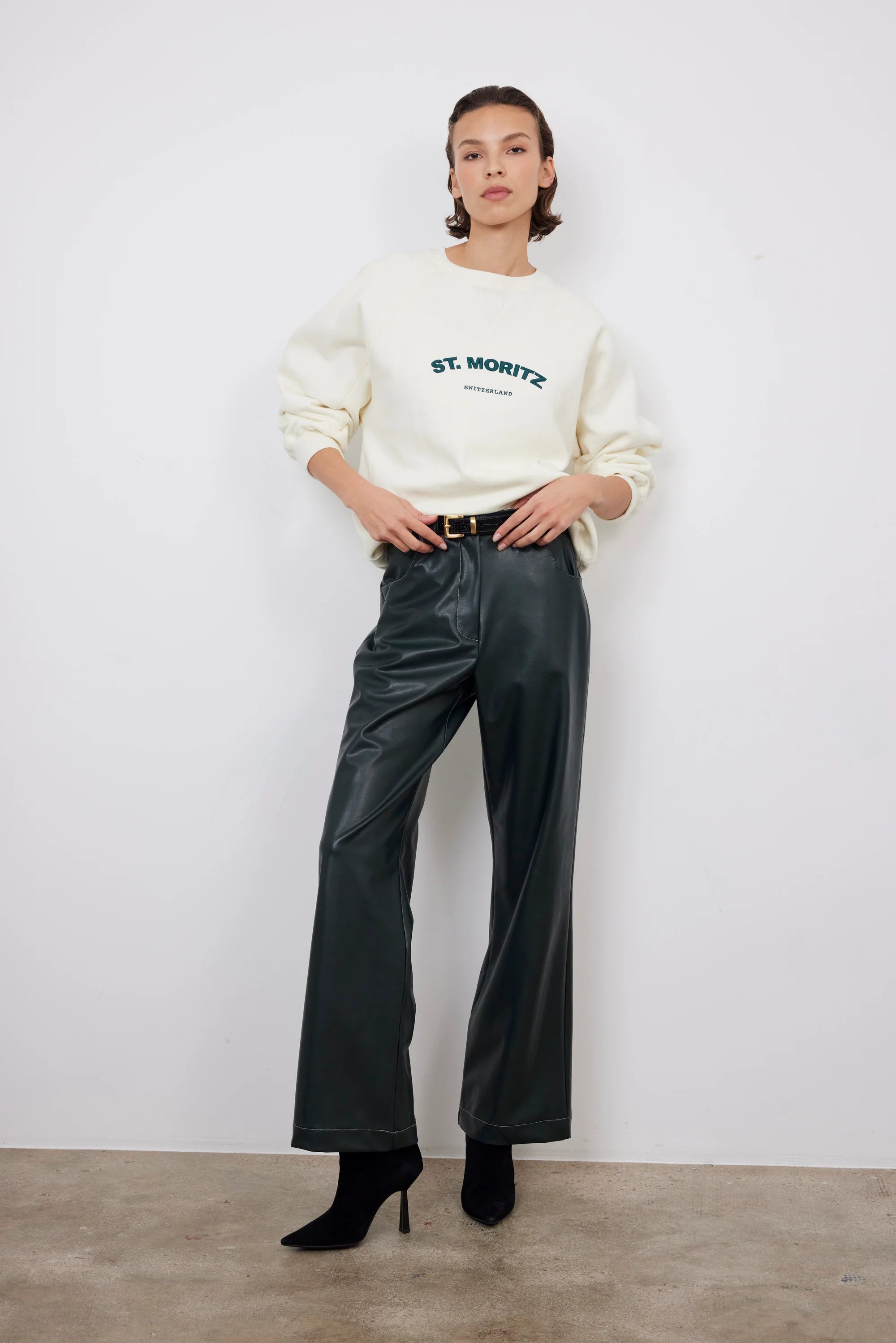 Lia Vegan Leather Pants Green