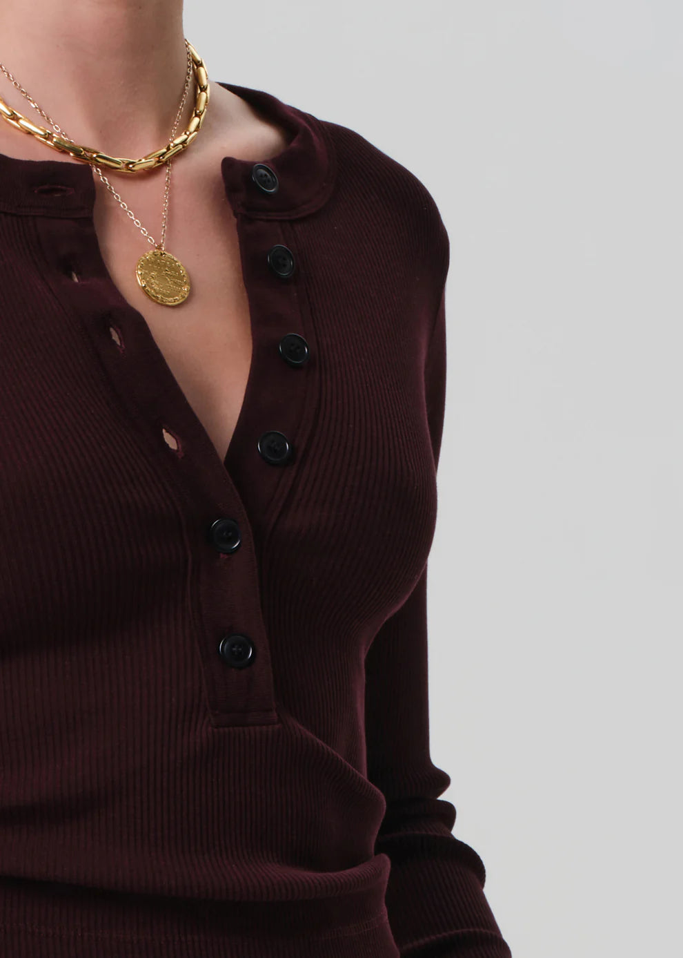 Varra Henley Top - Mahogany