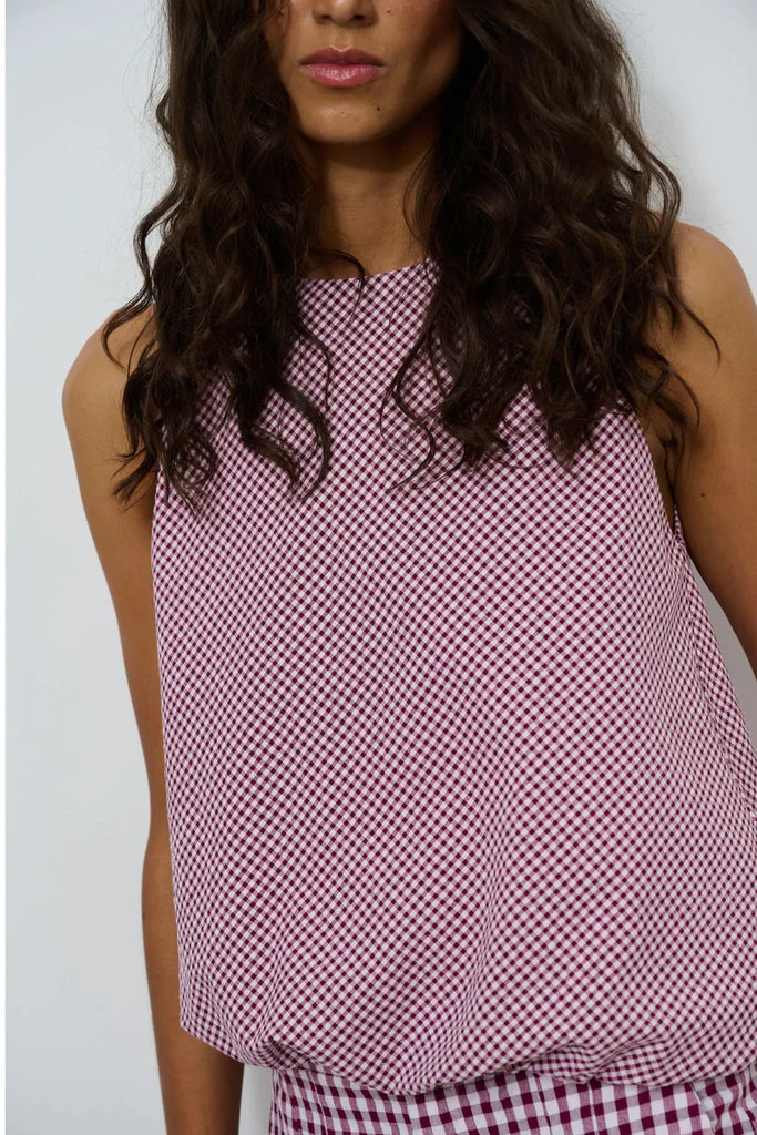 Isla Top Vichy Burgundy