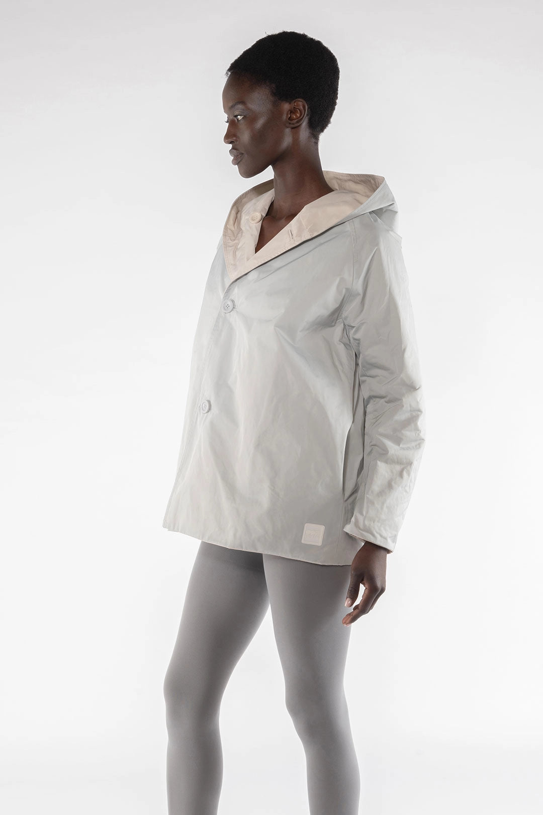 OOF 9411 Reversible Raincoat - Cream/Grey
