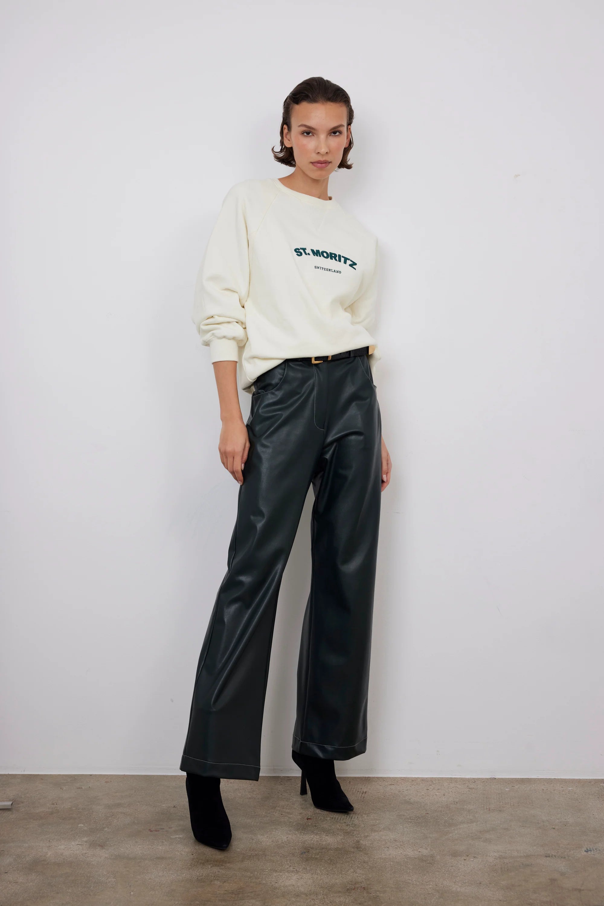 Lia Vegan Leather Pants Green