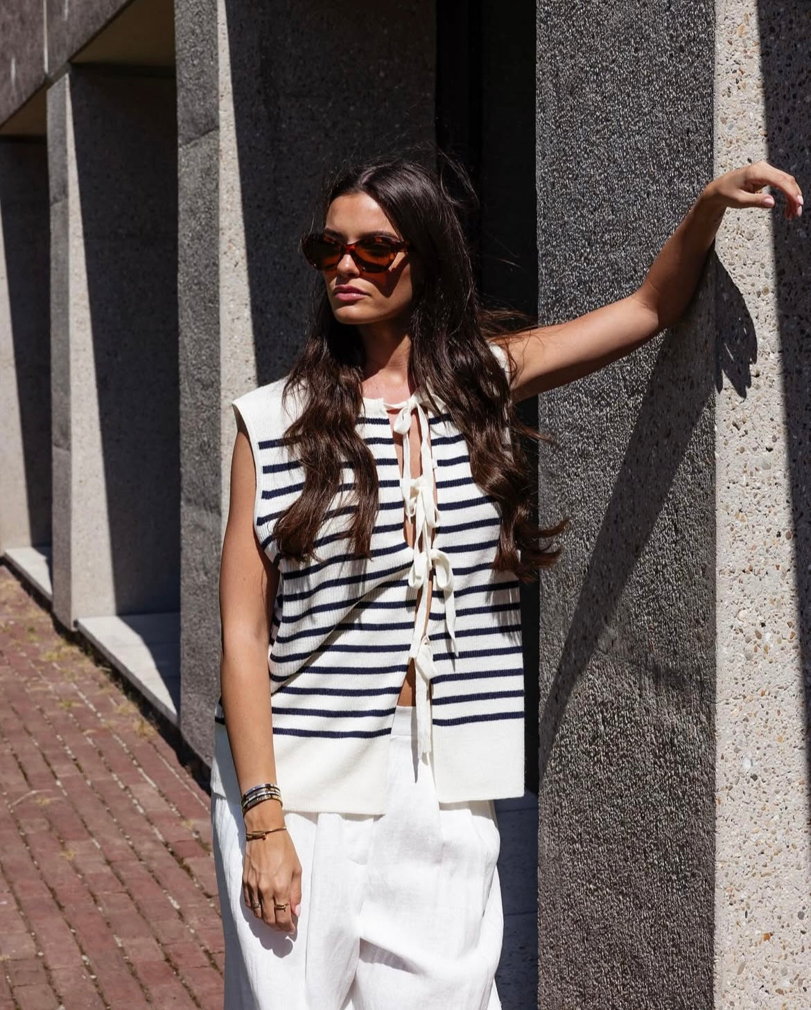 Bonnie Top Indigo Stripe