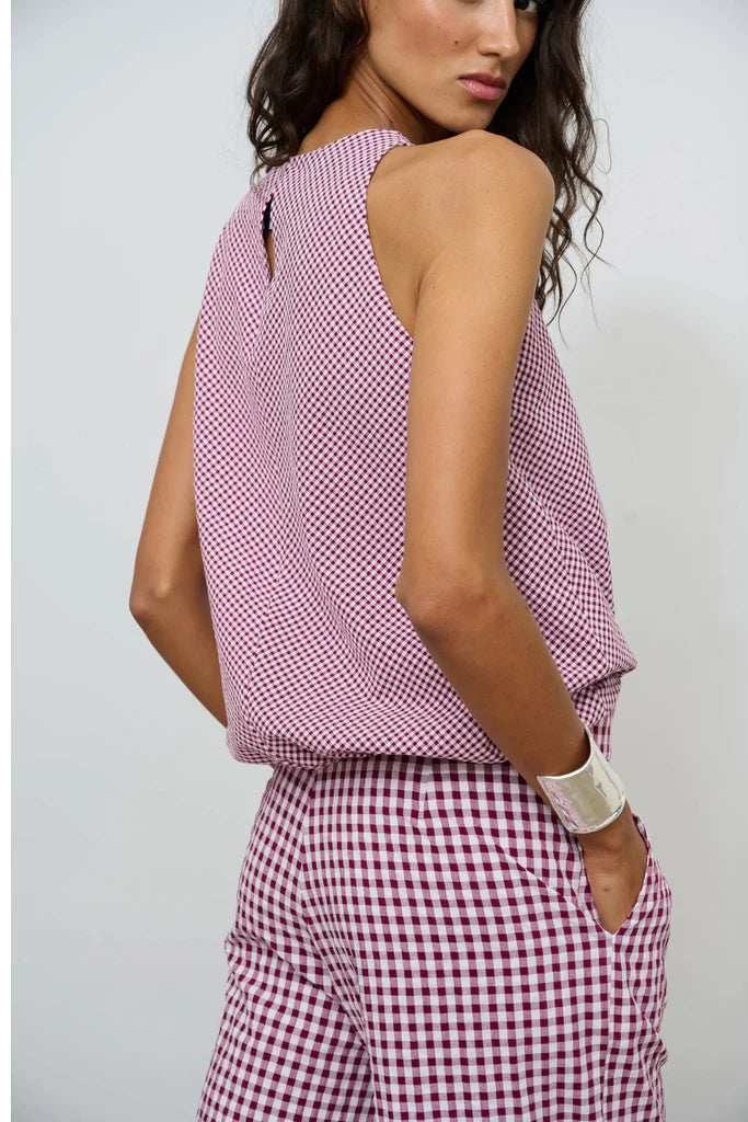 Isla Top Vichy Burgundy